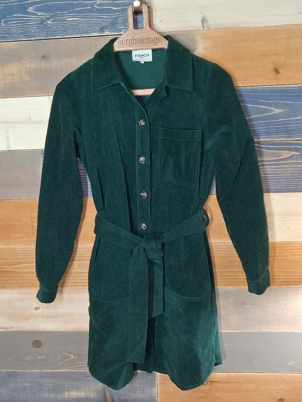 FRNCH Paris Corduroy Dress Green XS